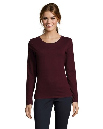 T-shirt donna maniche lunghe Majestic Rosso Borgogna