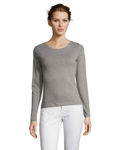 T-shirt donna maniche lunghe Majestic Grigio Medio Melange