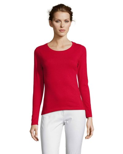 T-shirt donna maniche lunghe Majestic Rosso