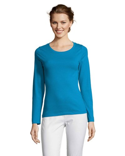 T-shirt donna maniche lunghe Majestic Acqua
