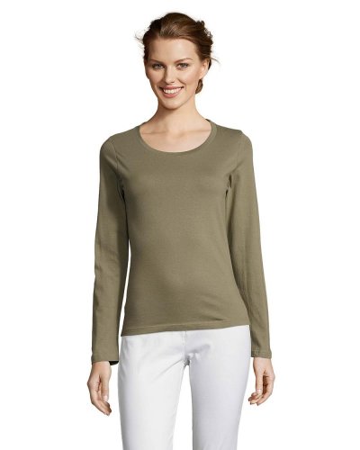T-shirt donna maniche lunghe Majestic Kaki