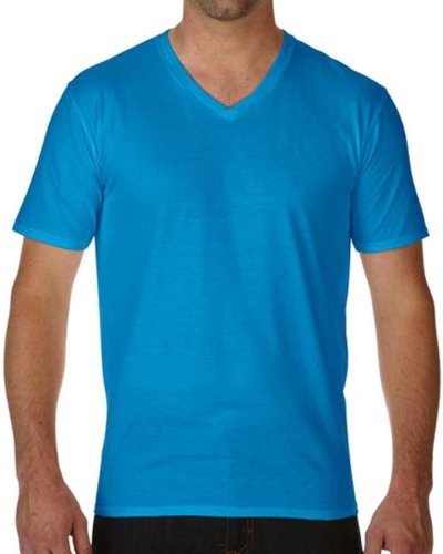 T-shirt scollo a V Premium Cotton Sapphire