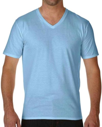 T-shirt scollo a V Premium Cotton Light Blue