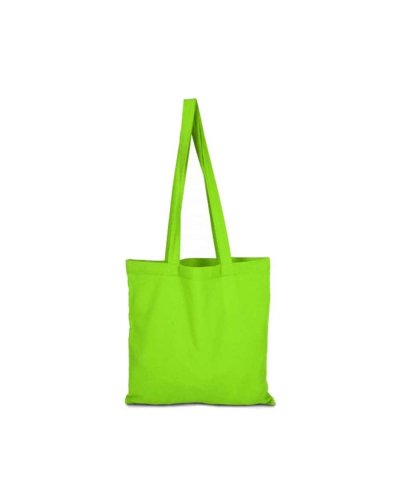 Borsa shopper in cotone manici lunghi Verde Mela