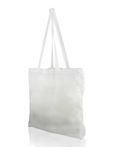 Shopper in cotone con soffietto e manici lunghi Bianco
