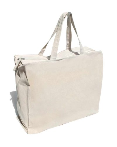 Shopper in cotone con ampio soffietto e manici medi