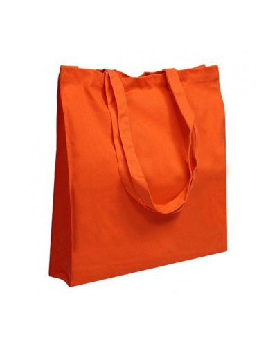 Shopper in cotone canvas con soffietto Orange