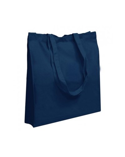 Shopper in cotone canvas con soffietto Navy