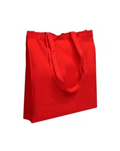 Shopper in cotone canvas con soffietto Rosso