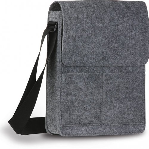 Tracolla in Feltro Q24326 leggera grigia moderna con taschine