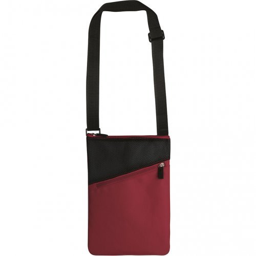 Tracolla in poliestere 600D nera con tasca frontale