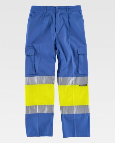 Pantalone multitasche alta visibilità EN-471 Light blue / Yellow
