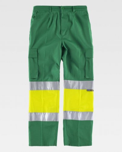 Pantalone multitasche alta visibilità EN-471 Verde pistacchio / Giallo fluo