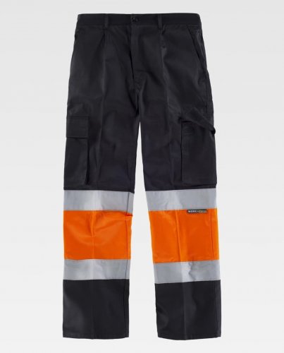 Pantalone multitasche alta visibilità EN-471 Nero / Arancio