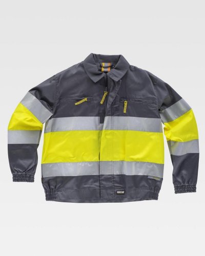 Giacca con bande rifrangenti alta visibilità Classe 1/2 GREY / YELLOW
