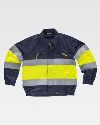 Giacca con bande rifrangenti alta visibilità Classe 1/2 NAVY / YELLOW