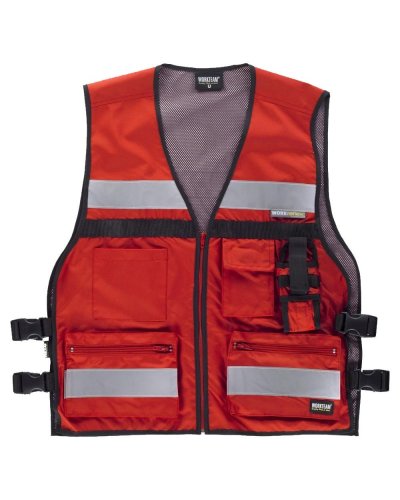 Gilet alta visibilità con con regolazioni laterali RED