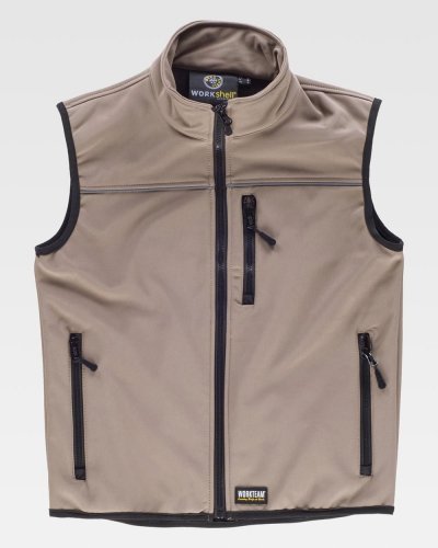Gilet workshell con bordo riflettente BEIGE