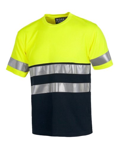 T-shirt bicolore alta visibilità Classe 1 Giallo Fluo / Navy