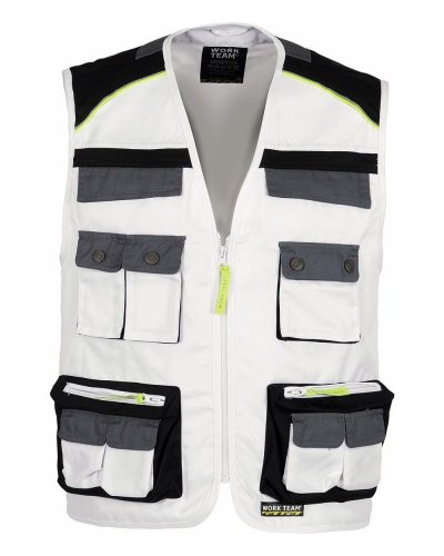 Gilet multitasche con dettagli rifrangenti WHITE