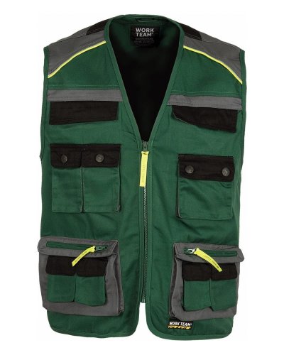 Gilet multitasche con dettagli rifrangenti DARK GREEN