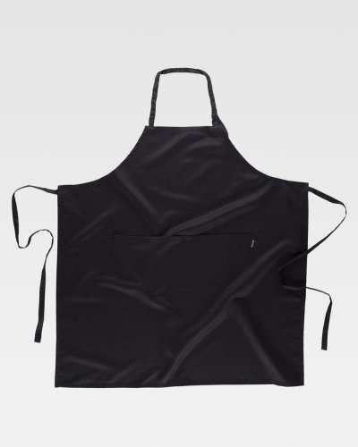 Grembiule lungo con pettorina con 2 tasche BLACK