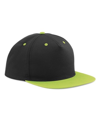 Cappellino 5 pannelli visiera in contrasto Black/lime green