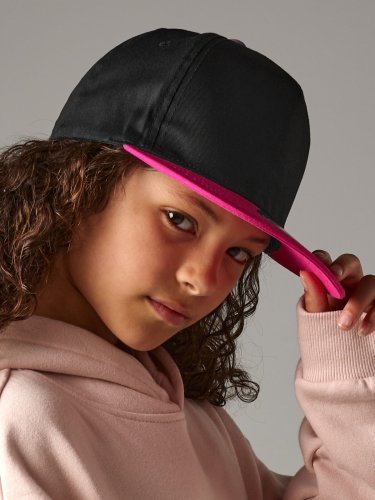 Casquette Snapback Enfant en coton 100g, visière plate NOIR