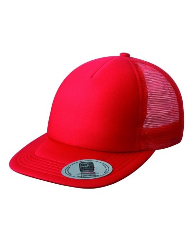 5 Panel Flat Peak Cap Red