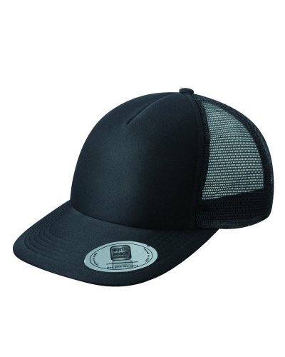 5 Panel Flat Peak Cap Black