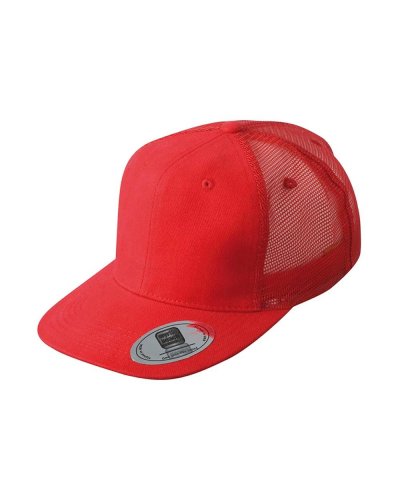6 Panel Flat Peak Cap Red