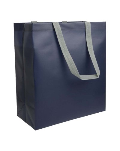 Borsa shopping in TNT laminato Blu scuro