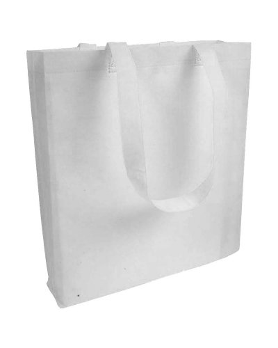 Borsa shopping in TNT termosaldato con soffietto Bianco