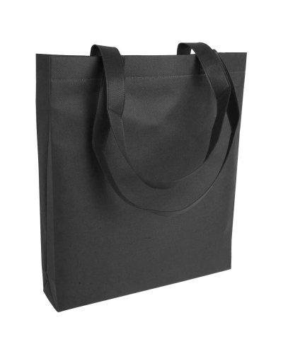 Borsa shopping in TNT termosaldato con soffietto Nero