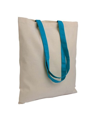 Borse cotone personalizzate manici lunghi colorati da 135 gr Celeste