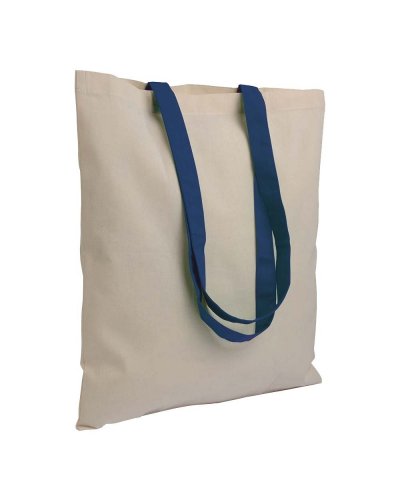 Borse cotone personalizzate manici lunghi colorati da 135 gr Blu scuro
