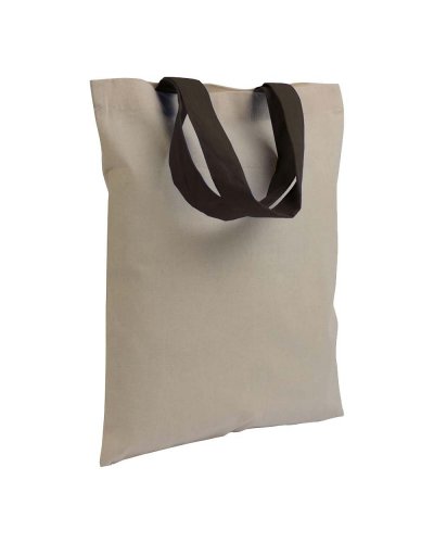 Shopper in cotone manici corti colorati da 135 gr Nero