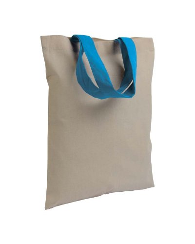 Shopper in cotone manici corti colorati da 135 gr Celeste