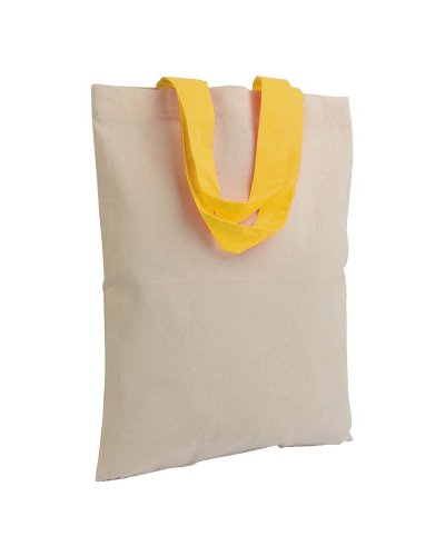 Shopper in cotone manici corti colorati da 135 gr Giallo