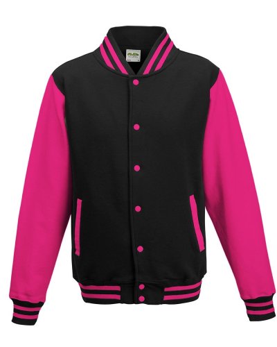 Varsity Jacket Jet Black/Hot Pink