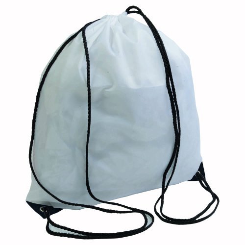 Zainetto BIANCO POLIESTERE 210T 37x40cm manici COLORATI