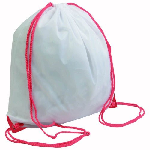 Zainetto BIANCO POLIESTERE 210T 37x40cm manici COLORATI