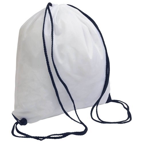 Zainetto BIANCO POLIESTERE 210T 37x40cm manici COLORATI