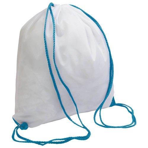 Zainetto BIANCO POLIESTERE 210T 37x40cm manici COLORATI