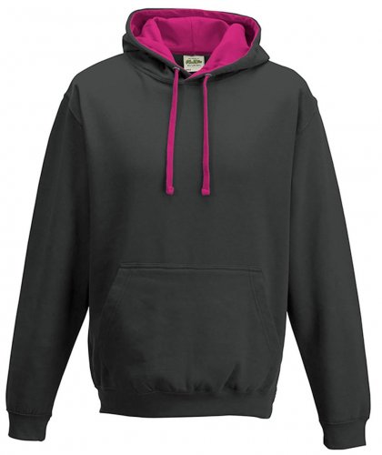 Varsity Hoodie Jet Black/Hot Pink