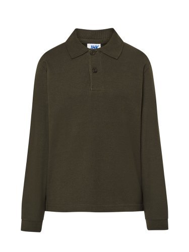 Polo enfant unisexe 100% coton, manches longues, coupe régulière, dive