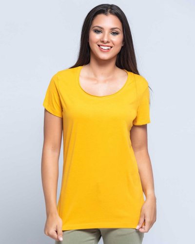 T-shirt donna con taglio vivo sul collo