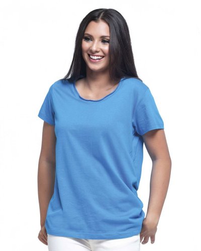 T-shirt donna con taglio vivo sul collo
