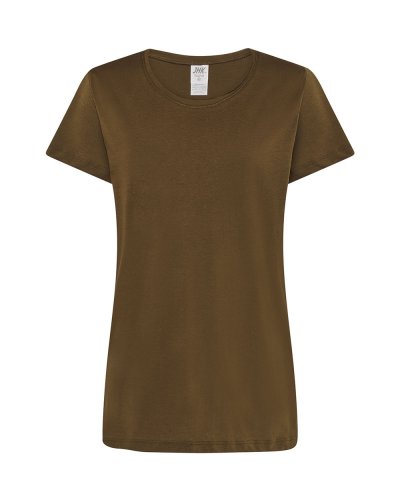T-shirt donna con taglio vivo sul collo Khaki