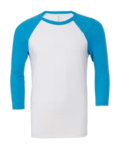 T-shirt unisex maniche 3/4 White/Neon Blue